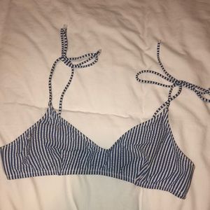 J.Crew seersucker tie french bikini top